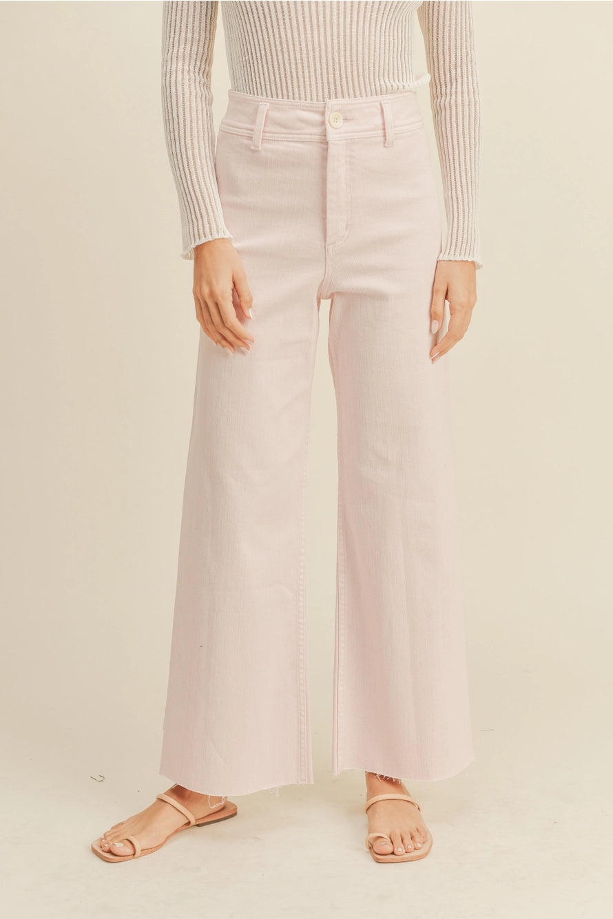 Skye Wide-Leg Denim Pants - Milkshake