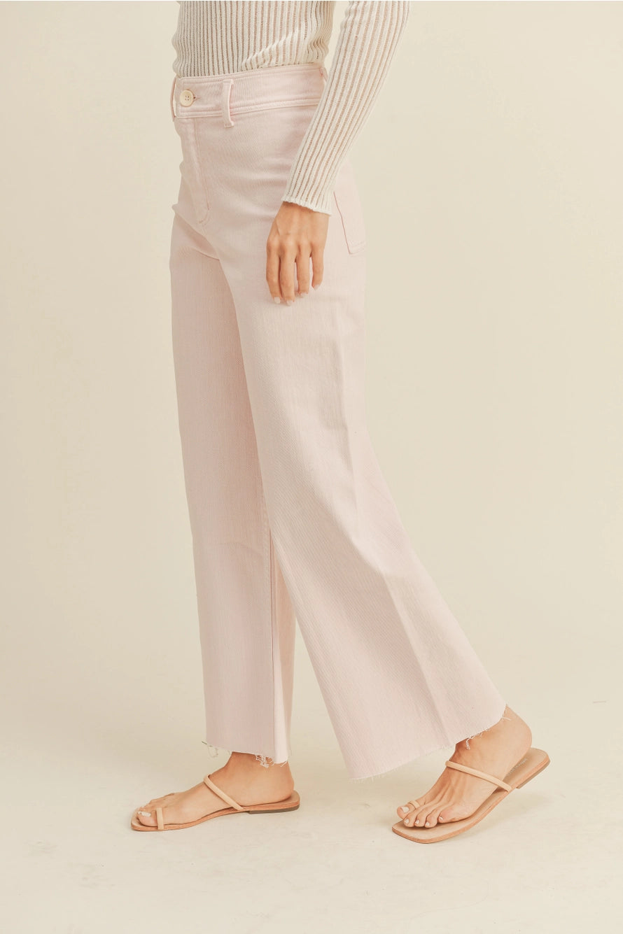Skye Wide-Leg Denim Pants - Milkshake