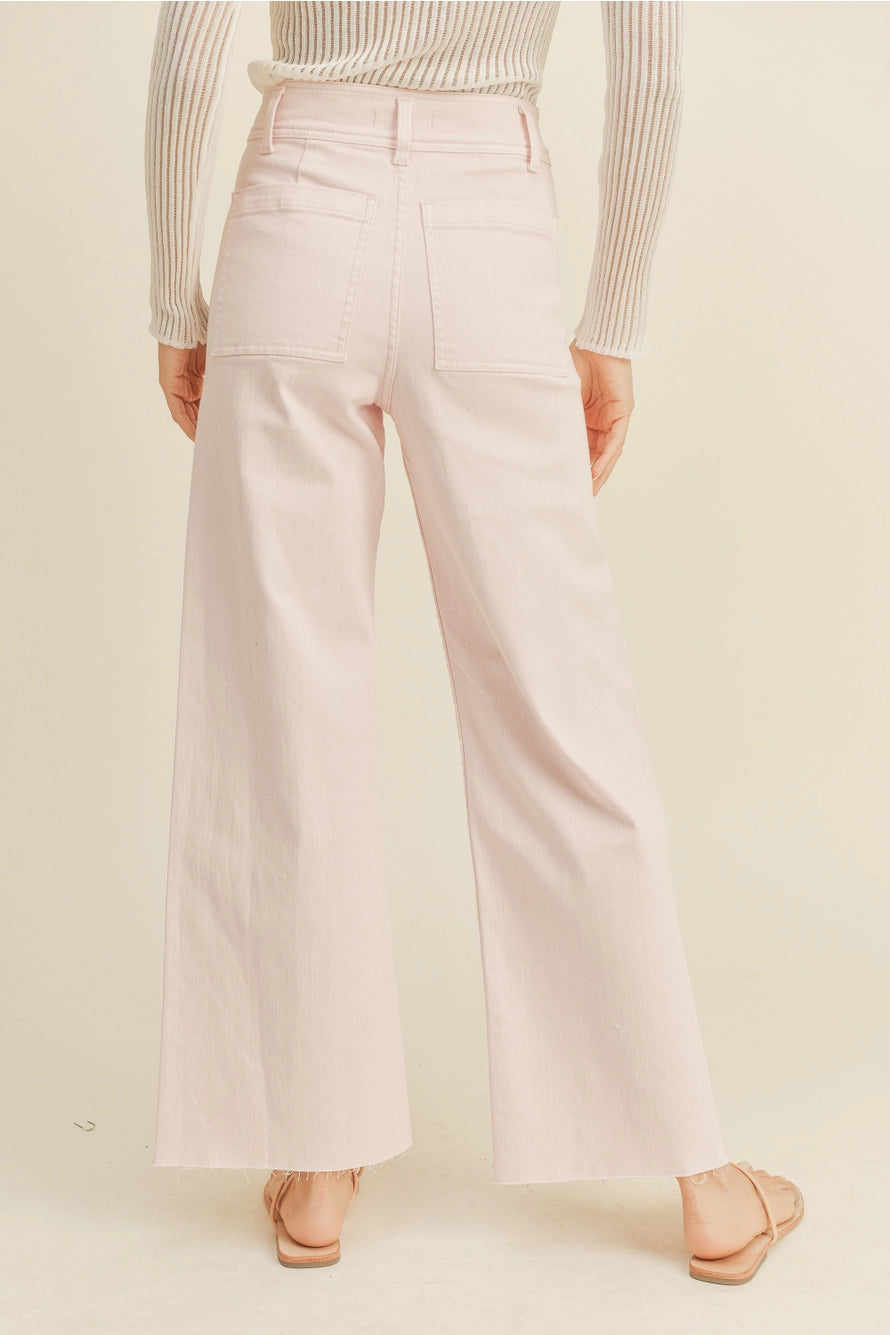 Skye Wide-Leg Denim Pants - Milkshake
