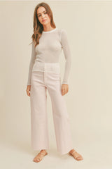 Skye Wide-Leg Denim Pants - Milkshake