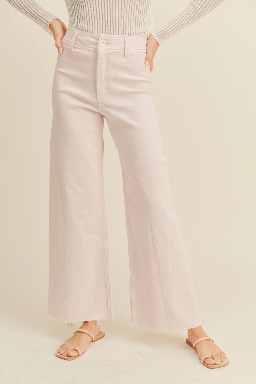 Skye Wide-Leg Denim Pants - Milkshake