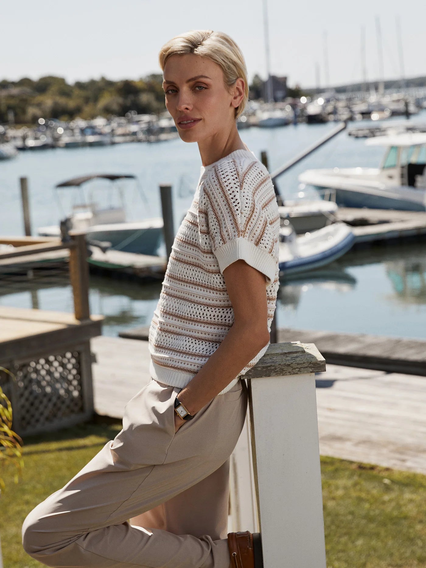 Varley Ciara Stripe Knit Top